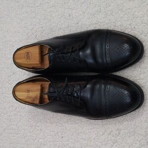 Bostonian Crown Windsor Black Leather Classic Semi Brogue Shoes 10.5 D